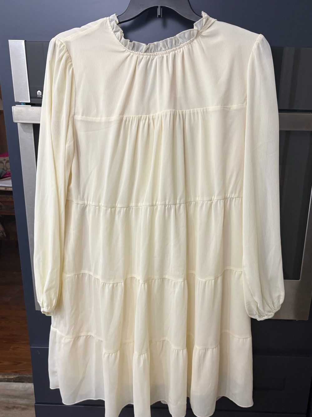 Kirundo Cream Tiered Ruffle Long Sleeve Mini Dress XL
